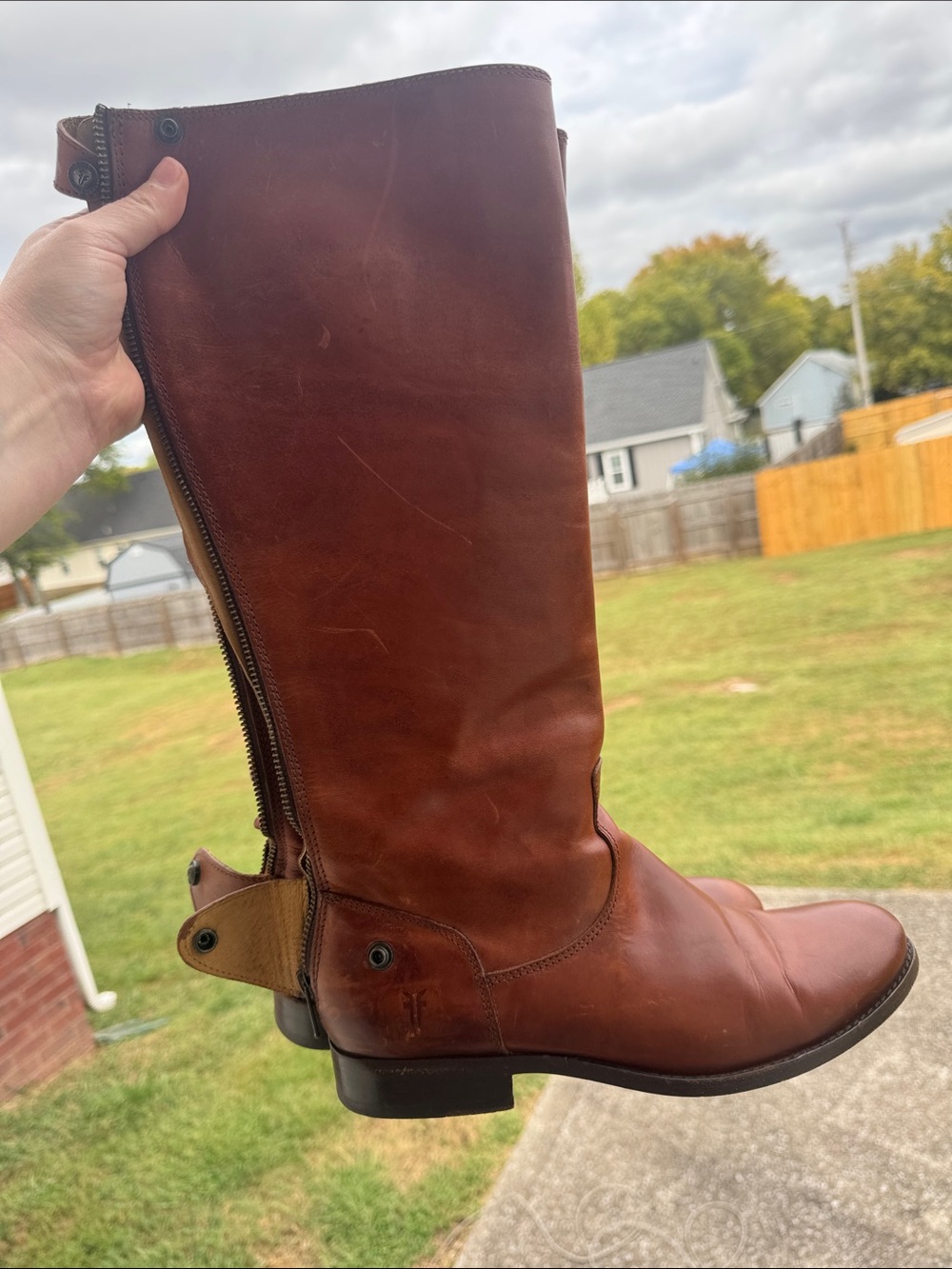 Frye Tall Brown Leather Zip-Back Over-The-Knee Boots